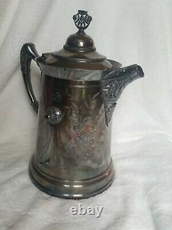 Antique The Homan S. P. CO. Triple Plate Silverplate Tilting Water Pitcher Stand