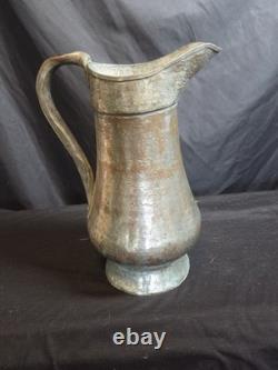 Antique Turkish Copper Water Pitcher Jug Handcrafted Circa 1890