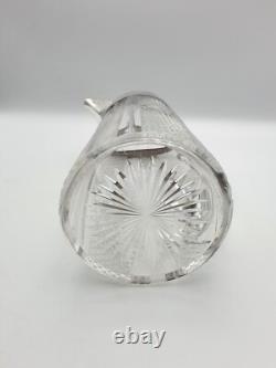 Antique Victorian Cut Glass Water Jug, Silver Mounted Pitcher, London 1900