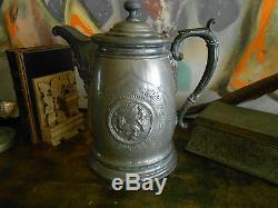 Antique Victorian Iced Water Pitcher. Very Ornate, Old SilverPlate. Walrus hunt