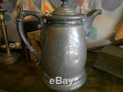 Antique Victorian Iced Water Pitcher. Very Ornate, Old SilverPlate. Walrus hunt