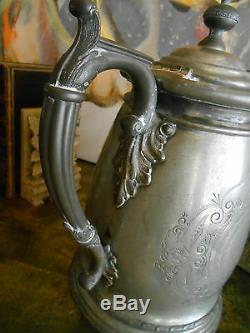 Antique Victorian Iced Water Pitcher. Very Ornate, Old SilverPlate. Walrus hunt