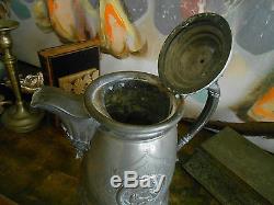 Antique Victorian Iced Water Pitcher. Very Ornate, Old SilverPlate. Walrus hunt