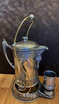 Antique Victorian Middletown &Co Silver Plated Tilting Water Pitcher