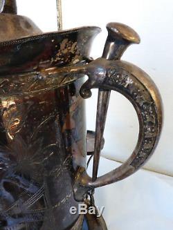 Antique Victorian Pelton Bros Silverplate Tipping Ice Water Pitcher Pot w Stand