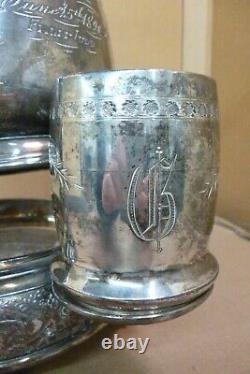 Antique Victorian Tilt Silver Plate Water Pitcher On Stand Rogers. Smith Goblet
