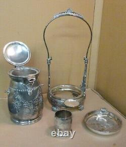 Antique Victorian Tilt Silver Plate Water Pitcher On Stand Rogers. Smith Goblet