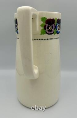 Antique Villeroy Boch Pansy Wallerfangen Porcelain Pitcher Water Jug 19thc