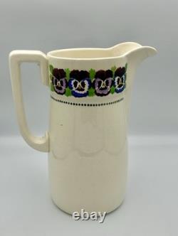 Antique Villeroy Boch Pansy Wallerfangen Porcelain Pitcher Water Jug 19thc
