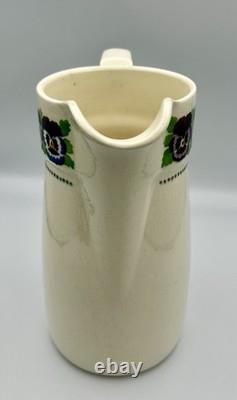 Antique Villeroy Boch Pansy Wallerfangen Porcelain Pitcher Water Jug 19thc