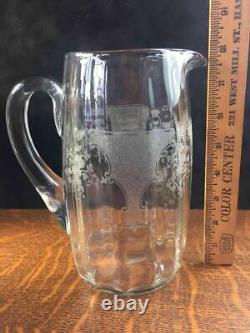 Antique Vintage Fostoria Melrose Etched Clear Glass Water Pitcher Iced Tea Jug