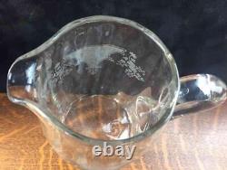 Antique Vintage Fostoria Melrose Etched Clear Glass Water Pitcher Iced Tea Jug