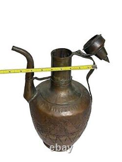 Antique Vintage Islamic Jug Pitcher Ewer Water Can Large Turkish Ibrik Art