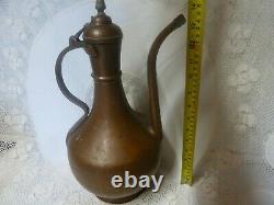 Antique Vintage Islamic Jug Pitcher Ewer Water Can Large Turkish Ibrik Art Old