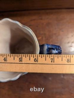 Antique Vtg BROWN & STEVENTON BURSLEM ENGLAND Flow Blue 9 Pitcher Jug PANSY