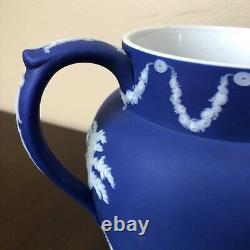 Antique Wedgwood 1890's cobalt blue jasperware Arcadian Water Jug England