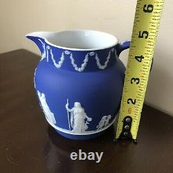 Antique Wedgwood 1890's cobalt blue jasperware Arcadian Water Jug England