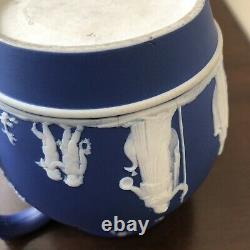 Antique Wedgwood 1890's cobalt blue jasperware Arcadian Water Jug England