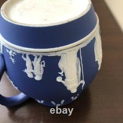 Antique Wedgwood 1890's cobalt blue jasperware Arcadian Water Jug England