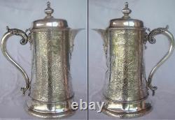 Antique Wine Water Jug Ewer Victorian English Sterling Silver big R Hennel(1284)