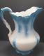 Antique Blue And White Water Pitcher Bathing Jug Victorian Ornate 12 Inches Tall