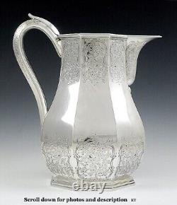 Antique c1840 American Coin Silver Engraved Forbes Water Pitcher/Jug