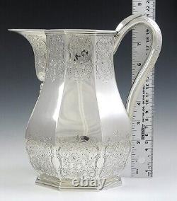 Antique c1840 American Coin Silver Engraved Forbes Water Pitcher/Jug