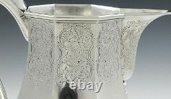 Antique c1840 American Coin Silver Engraved Forbes Water Pitcher/Jug