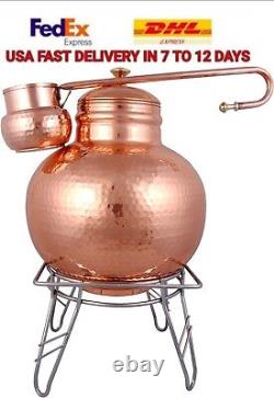 Antique copper Water pitcher/dispenser, 8000ml, Set (Jug With Loti and stand)