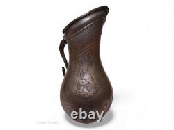 Antique islamic Engraved copper Ewer Pitcher water jug 19th cent Afghanistan 25H