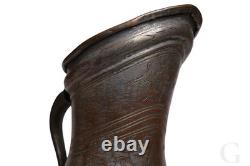 Antique islamic Engraved copper Ewer Pitcher water jug 19th cent Afghanistan 25H