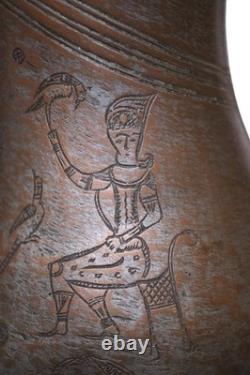Antique islamic Engraved copper Ewer Pitcher water jug 19th cent Afghanistan 25H