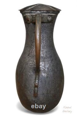 Antique islamic Engraved copper Ewer Pitcher water jug 19th cent Afghanistan 25L