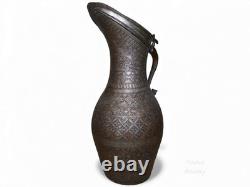 Antique islamic Engraved copper Ewer Pitcher water jug 19th cent Afghanistan 25M