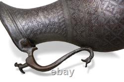 Antique islamic Engraved copper Ewer Pitcher water jug 19th cent Afghanistan 25M