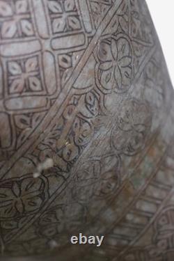 Antique islamic Engraved copper Ewer Pitcher water jug 19th cent Afghanistan 25M