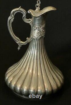 Antique marked LARGE 900 coin SILVER WINE Water PITCHER 1000 Grams Server $674+