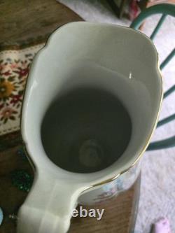 Antique wallace moss rose handled pitcher/wash Water Jug IRONSTONE