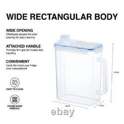 Aqua Fridge Door Water Jug with Handle BPA Free Plastic Pitcher with Screw To