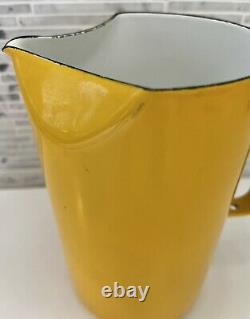 Arabia Finland Pitcher Kaj Franck Enamel Jug Yellow Vintage Mid Century Finland