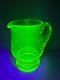 Art Deco Vaseline Uranium Glass Water Lemonade Pitcher Jug Green 50 Fl. Oz