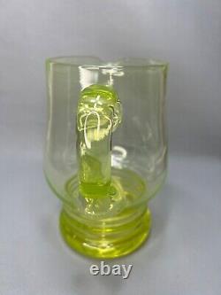 Art Deco Vaseline Uranium Glass Water Lemonade Pitcher Jug Green 50 fl. Oz