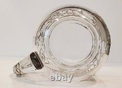 Art Nouveau Sterling Silver Overlay Floral Glass Water Pitcher Jug Decanter