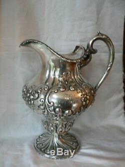 BAILEY BANKS & BIDDLE STERLING Silver WATER PITCHER Hand Chased monogrammed