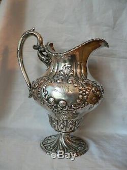 BAILEY BANKS & BIDDLE STERLING Silver WATER PITCHER Hand Chased monogrammed