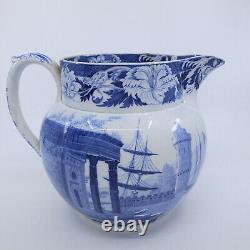 BLUE CLAUDE by JOSIAH WEDGWOOD Pearlware 1825 Large Jug Water Pitcher FLAWS