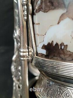 Baccarat Hand Painted Opaline Signed Simpson Hall & Miller Tilting Water Pitcher
