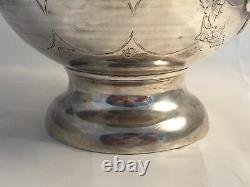 Baldwin 1840s American Coin Silver Water Pitcher with Chased Design & Grape Handle