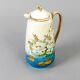 Bavarian Johann Haviland Tall Pitcher With Lid Hand Painted Porcelain Water Lilies