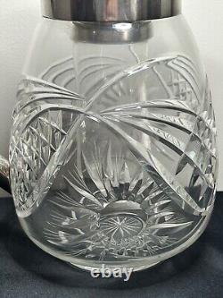 Beautiful Quality Heavy Silver Plate Glass WMF Water Jug Pitcher With Ice Holder